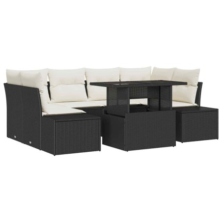 vidaXL Set di divani da giardino 7 pezzi con cuscini in rattan sintetico nero