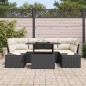 vidaXL Set di divani da giardino 7 pezzi con cuscini in rattan sintetico nero