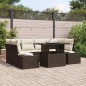 vidaXL Set di divani da giardino da 7 pezzi con cuscini in rattan poliestere marrone