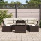 vidaXL Set di divani da giardino da 7 pezzi con cuscini in rattan poliestere marrone