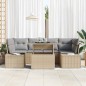 vidaXL Set di Divano da Giardino da 7 Pezzi con Cuscini Beige in Rattan Sintetico