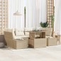 vidaXL Set Divano da Giardino 7 Pezzi con Cuscini Beige in Rattan Sintetico