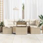 vidaXL Set Divano da Giardino 7 Pezzi con Cuscini Beige in Rattan Sintetico