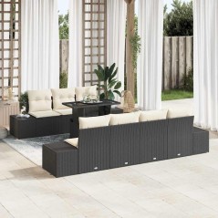vidaXL Set da giardino 8 pezzi con cuscini in rattan nero