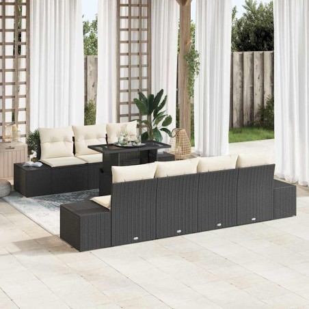 vidaXL Set da giardino 8 pezzi con cuscini in rattan nero