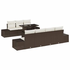 vidaXL Set da Giardino da 8 Pezzi con Cuscini Marroni in Poly Rattan