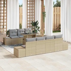 vidaXL Set Giardino 8 Pezzi con Cuscini Beige in Rattan Sintetico