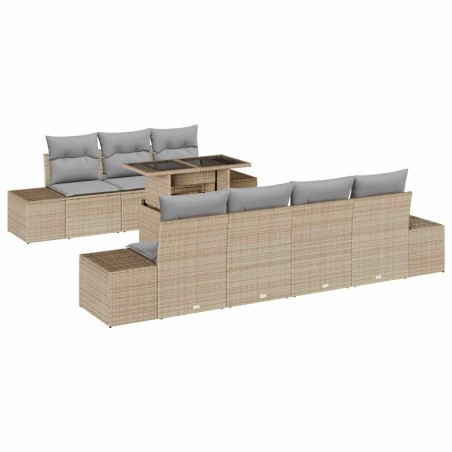 vidaXL Set Giardino 8 Pezzi con Cuscini Beige in Rattan Sintetico