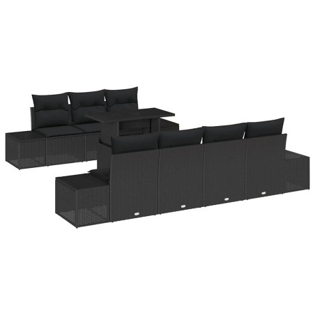 vidaXL Set da Giardino di 8 Pezzi con Cuscini in Rattan Polyrattan Nero