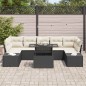 vidaXL Set di divano da giardino 8 pezzi con cuscini in polirattan nero vidaXL Set di divano da giardino 8 pezzi con cuscini in polirattan nero