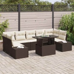 vidaXL Set Giardino 8 Pezzi con Cuscini Marroni in Rattan Sintetico