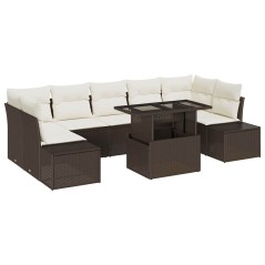 vidaXL Set Giardino 8 Pezzi con Cuscini Marroni in Rattan Sintetico