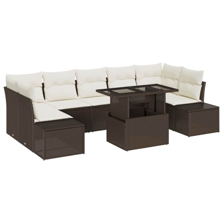 vidaXL Set Giardino 8 Pezzi con Cuscini Marroni in Rattan Sintetico