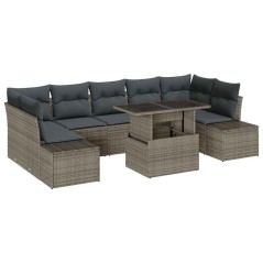 vidaXL Set di divani da giardino da 8 pezzi con cuscini grigi in polirattan