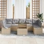 vidaXL Set da giardino di 8 pezzi con cuscini beige in polirattan