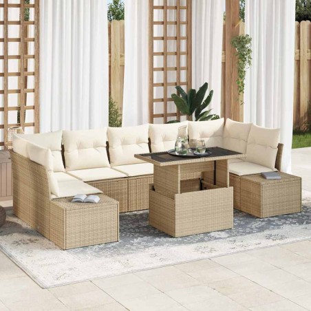 vidaXL Set Giardino 8 Pezzi con Cuscini Beige in Rattan Sintetico