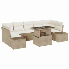 vidaXL Set Giardino 8 Pezzi con Cuscini Beige in Rattan Sintetico