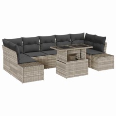 vidaXL Set da giardino di 8 pezzi con cuscini grigio chiaro in rattan sintetico