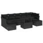 vidaXL Set Divano da Giardino 8 Pezzi con Cuscini in Rattan Polipropilene Nero
