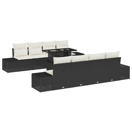 vidaXL Set di divani da giardino 9 pezzi con cuscini in rattan sintetico nero