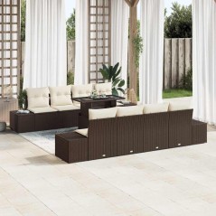 vidaXL Set Giardino 9 Pezzi con Cuscini Marroni in Rattan Sintetico