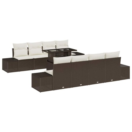 vidaXL Set Giardino 9 Pezzi con Cuscini Marroni in Rattan Sintetico