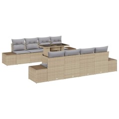 vidaXL Set divani giardino 9 pezzi con cuscini beige in rattan sintetico