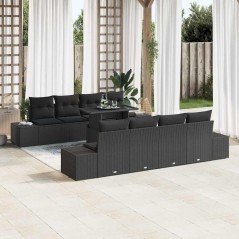 vidaXL Set di Divani da Giardino 9 Pezzi con Cuscini Ratti Neri