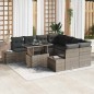 vidaXL Set di divani da giardino 9 pezzi con cuscini grigi in polirattan vidaXL Set di divani da giardino 9 pezzi con cuscini grigi in polirattan