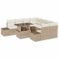vidaXL Set da Giardino di 9 Pezzi con Cuscini Beige in Rattan Sintetico