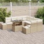 vidaXL Set da Giardino di 9 Pezzi con Cuscini Beige in Rattan Sintetico