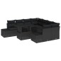 vidaXL Set da giardino con 9 pezzi e cuscini in rattan nero