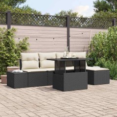 vidaXL Set di divani da giardino con cuscini in rattan nero, 6 pezzi