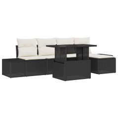 vidaXL Set di divani da giardino con cuscini in rattan nero, 6 pezzi