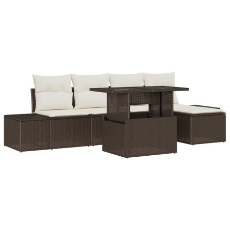 vidaXL Set Divano da Giardino 6 Pezzi con Cuscini Marrone in Rattan Sintetico