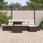 vidaXL Set Divano da Giardino 6 Pezzi con Cuscini Marrone in Rattan Sintetico