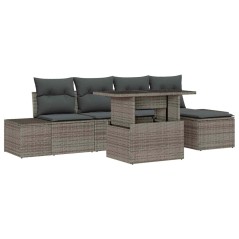 vidaXL Set da Giardino 6 Pezzi con Cuscini Grigi in Rattan