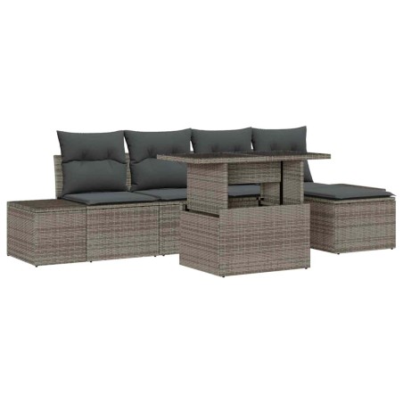 vidaXL Set da Giardino 6 Pezzi con Cuscini Grigi in Rattan
