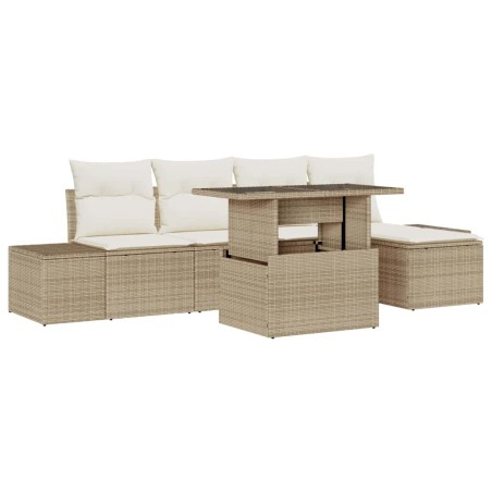 vidaXL Set di divani da giardino 6 pezzi con cuscini in rattan sintetico beige