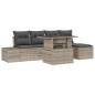 vidaXL Set di divani da giardino 6 pezzi con cuscini in polirattan grigio chiaro