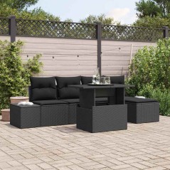 vidaXL Set divani da giardino 6 pezzi con cuscini in rattan nero