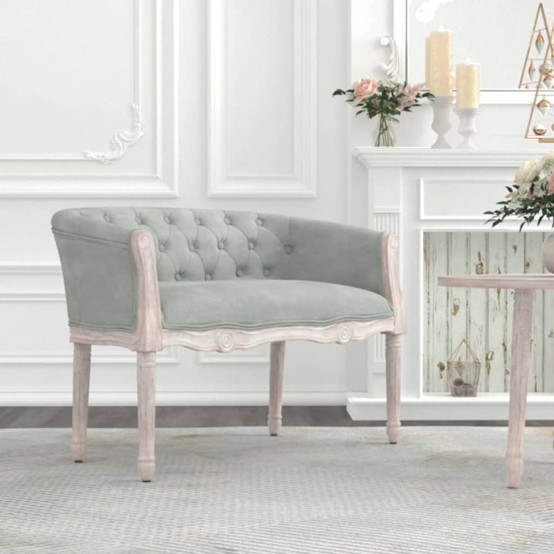 Panca Grigio Chiaro 98x56x69 cm in Velluto Panca Grigio Chiaro 98x56x69 cm in Velluto