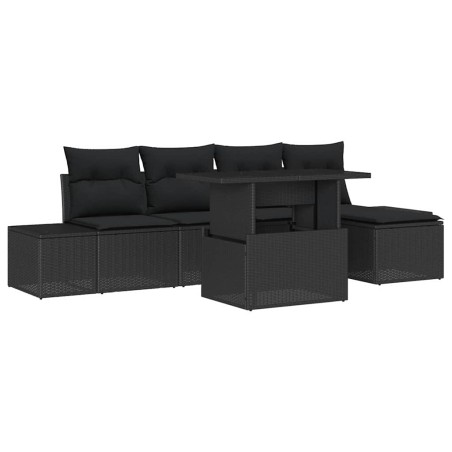 vidaXL Set divani da giardino 6 pezzi con cuscini in rattan nero
