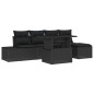 vidaXL Set divani da giardino 6 pezzi con cuscini in rattan nero vidaXL Set divani da giardino 6 pezzi con cuscini in rattan nero