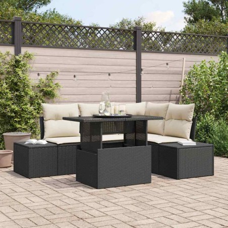 vidaXL Set divani da giardino 5 pezzi con cuscini in rattan nero