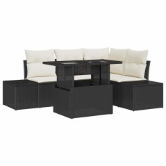 vidaXL Set divani da giardino 5 pezzi con cuscini in rattan nero