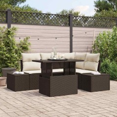 vidaXL Set di Divani da Giardino a 5 Pezzi con Cuscini in Rattan Sintetico Marrone