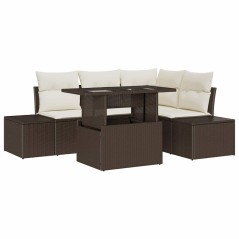 vidaXL Set di Divani da Giardino a 5 Pezzi con Cuscini in Rattan Sintetico Marrone