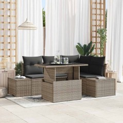 vidaXL Set di divani da giardino 5 pezzi con cuscini in rattan grigio