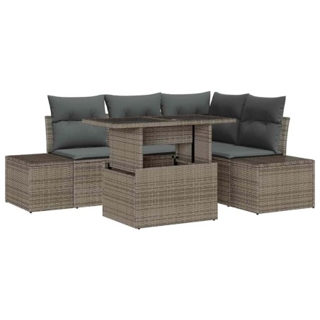 vidaXL Set di divani da giardino 5 pezzi con cuscini in rattan grigio